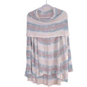Free People Women’s M Tie Dye Oversized Cowl Neckline Long‎ Sleeve Pockets Top